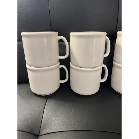 Tupperware Melamine Mugs With Handles Cream Mod Vintage 1970s Set Of 8 - Picture 4 of 12